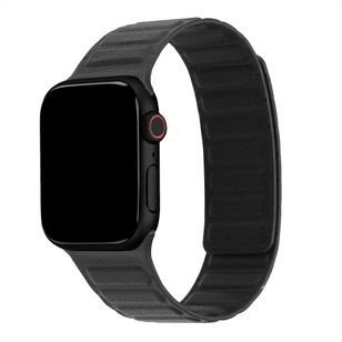 Accezz Magnetisch echt lederen bandje Apple Watch | 38/40/41/42 mm - Zwart