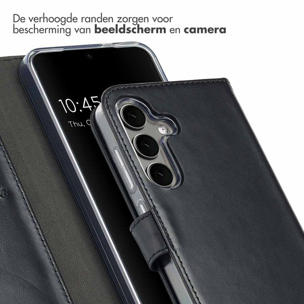 Selencia Echt Leren Bookcase Samsung Galaxy S25 - Zwart