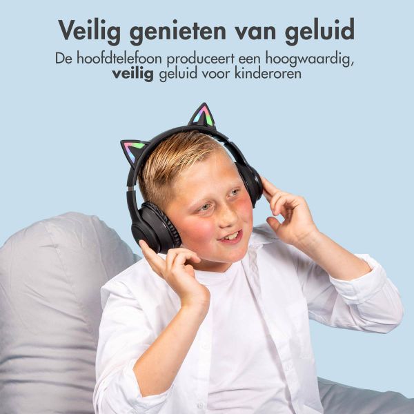 imoshion Draadloze Kinderkoptelefoon LED Light Cat Ear - Met AUX kabel - Zwart