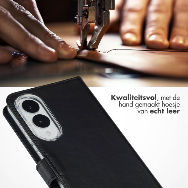 Selencia Echt Lederen Bookcase Samsung Galaxy S25 Edge - Zwart