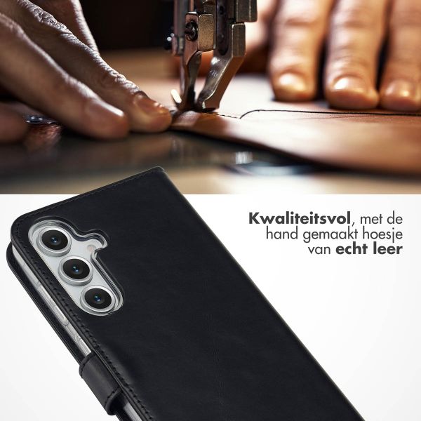 Selencia Echt Leren Bookcase Samsung Galaxy S25 FE - Zwart