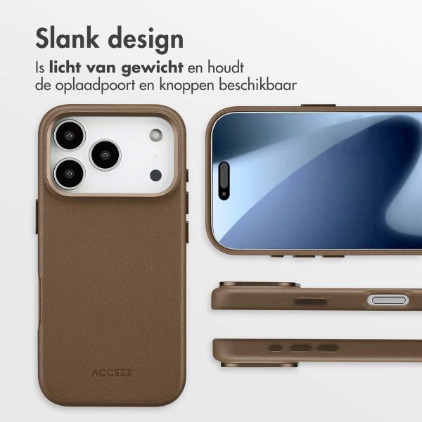 Accezz MagSafe Leather Backcover Apple iPhone 17 Pro - Coffee