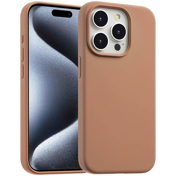 Accezz Liquid Silicone Backcover met MagSafe iPhone 15 Pro Max - Light Brown