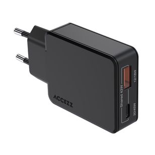 Accezz Ultra Slim GaN Oplader - USB-C + USB-A - 45W - Zwart