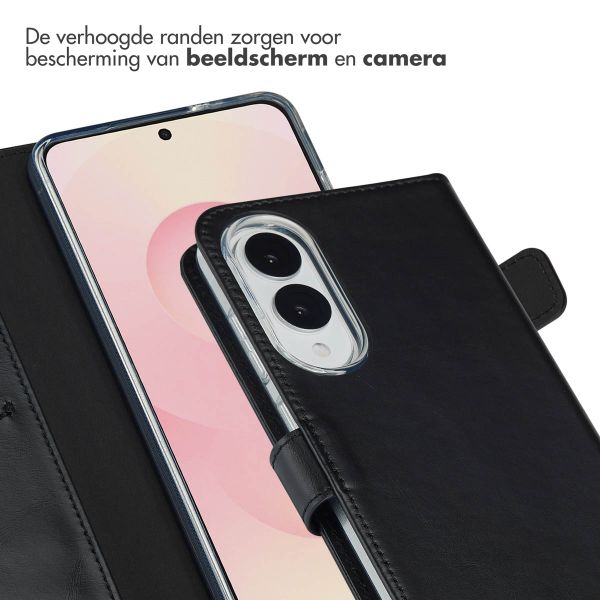 Selencia Echt Lederen Bookcase Samsung Galaxy S25 Edge - Zwart
