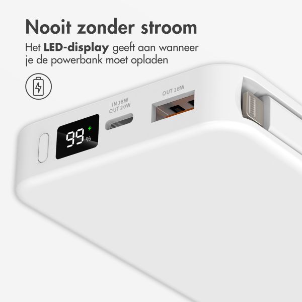 Accezz Powerbank 10.000 mAh met geïntegreerde kabels - Wit