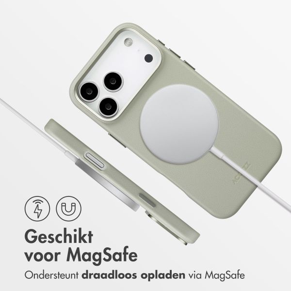 Accezz MagSafe Leather Backcover Apple iPhone 18 Pro Max / 17 Pro Max - Light Grey