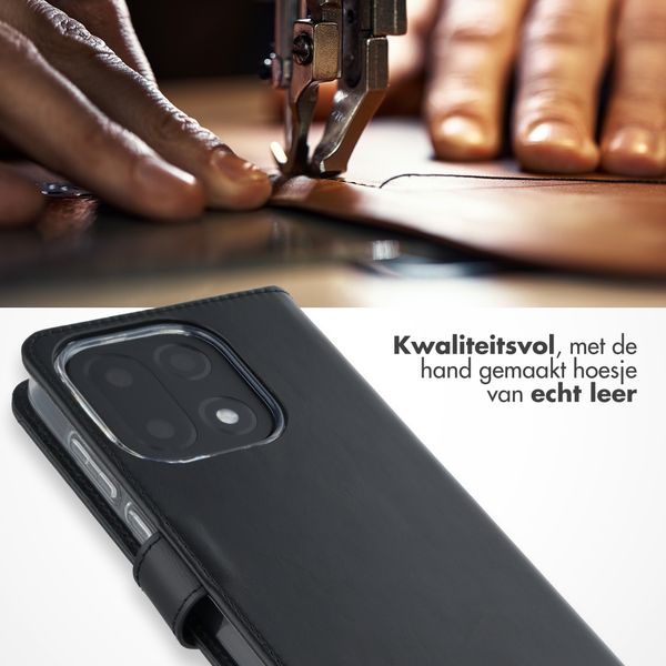 Selencia Echt Leren Bookcase OnePlus 15 - Zwart