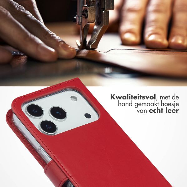 Selencia Echt Leren Bookcase Apple iPhone 17 Pro - Red