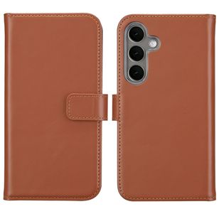 Selencia Echt Leren Bookcase Samsung Galaxy S25 - Lichtbruin