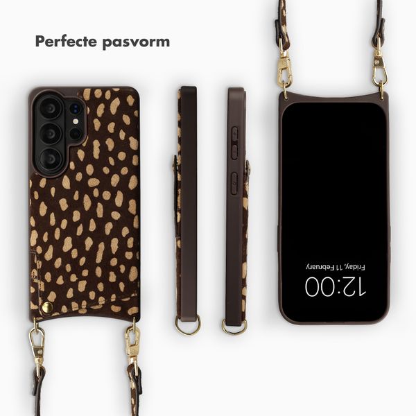 Selencia Nova Real Leather Backcover met Koord en Pashouder Samsung Galaxy S26 Ultra - Fawn Chic