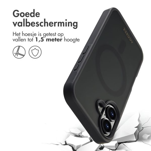 Accezz Rugged Frosted MagSafe Backcover iPhone 16 - Zwart