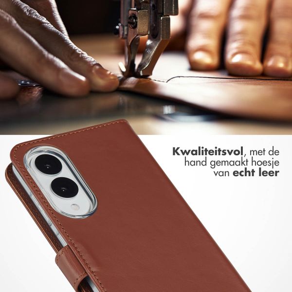 Selencia Echt Lederen Bookcase Samsung Galaxy S25 Edge - Lichtbruin
