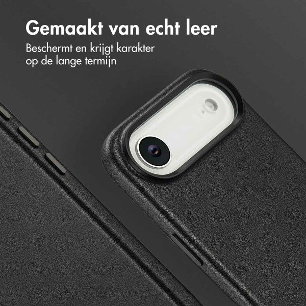 Accezz Accezz iPhone Air Echt Leren hoesje inclusief MagSafe Wallet - Onyx Black