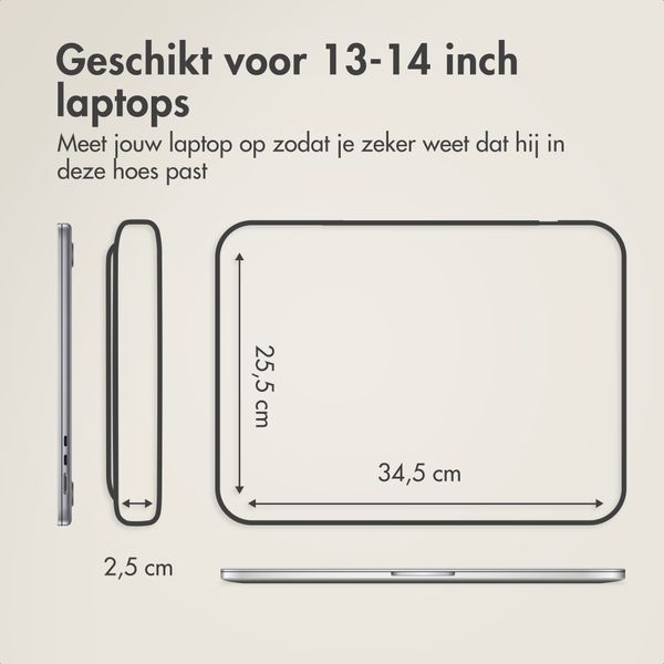 Accezz Leather Laptop hoes met rits 13-14 inch - Laptopsleeve - Beige