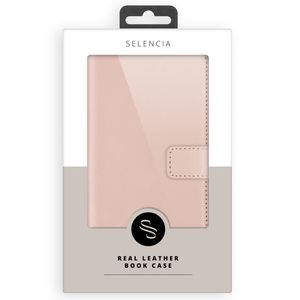 Selencia Echt Lederen Bookcase iPhone 14 Pro - Dusty Pink