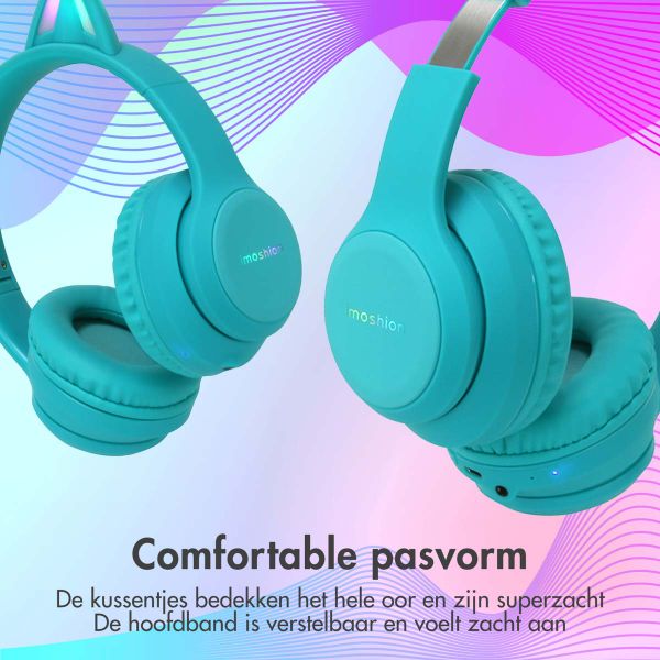 imoshion Draadloze Kinderkoptelefoon LED Light Cat Ear - Met AUX kabel - Lichtblauw