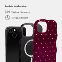 Selencia Vivid Wavy Backcover met MagSafe Apple iPhone 15 - Happy Dots Burgundy