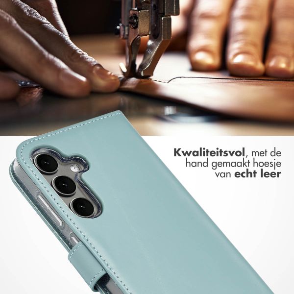 Selencia Echt Leren Bookcase Samsung Galaxy S25 - Air Blue