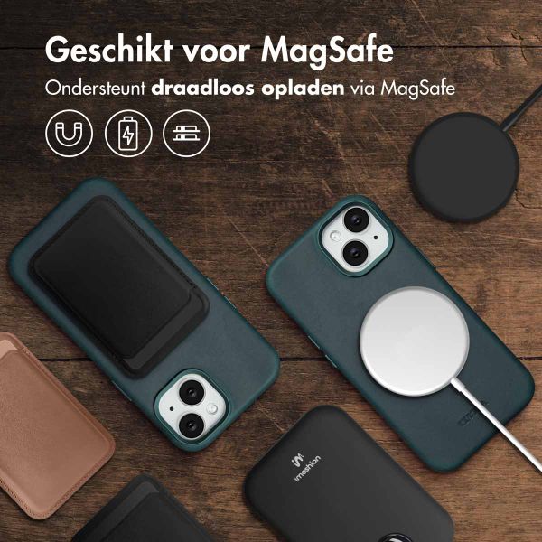 Accezz Vintage Leather Magsafe Backcover iPhone 15 - Smokey Green
