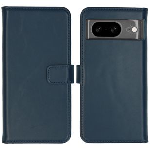 Selencia Echt Leren Bookcase Google Pixel 8 - Blauw