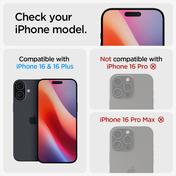 Spigen GLAStR EZ Fit Optik Pro Camera Protector 2 Pack Apple iPhone 16 / 16 Plus - Black