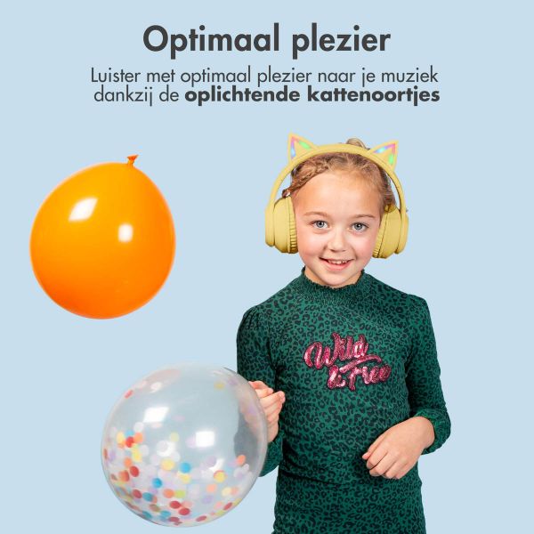 imoshion Draadloze Kinderkoptelefoon LED Light Cat Ear - Met AUX kabel - Geel