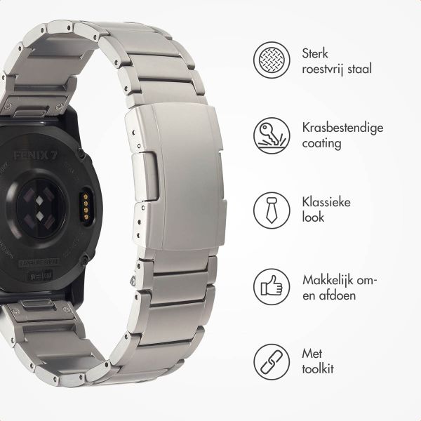 Accezz Mat Titanium bandje voor de Garmin Quickfit 22mm - Zilver