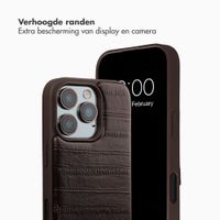 Selencia Nova Real Leather Backcover met Koord en Pashouder Apple iPhone 16 Pro - Dark Chocolate