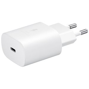 Samsung Originele USB-C naar USB-C kabel - 1 meter - 25 Watt - Wit + Originele Fast Charging Adapter USB-C Oplader - In Fabrieksverpakking - 25 Watt - Wit