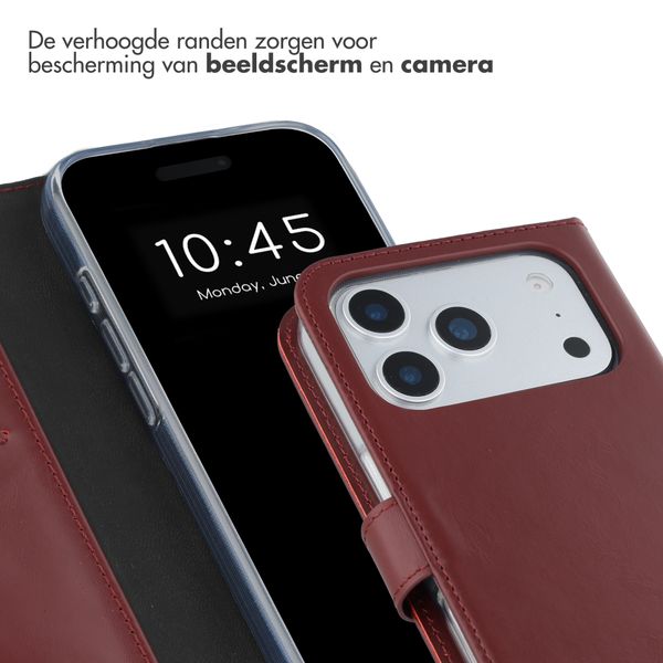 Selencia Echt Leren Bookcase Apple iPhone 17 Pro Max - Burgundy