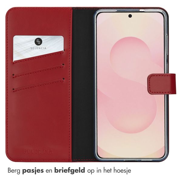 Selencia Echt Lederen Bookcase Samsung Galaxy S25 Edge - Rood