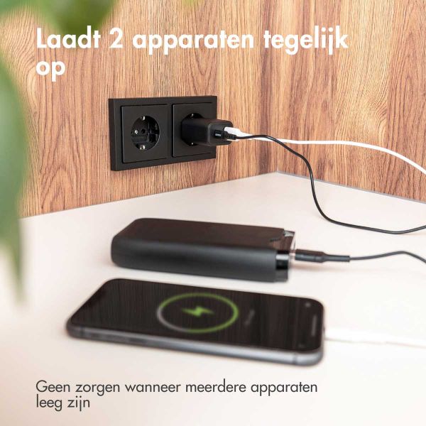 Accezz Power Plus Wall Charger - Oplader USB-C & USB aansluiting - Power Delivery - 33W - Zwart