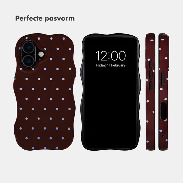 Selencia Vivid Wavy Backcover met MagSafe Apple iPhone 16 - Happy Dots Chocolate