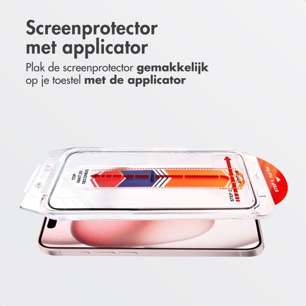 Accezz Gehard Glas Screenprotector + Applicator iPhone 16 / 15