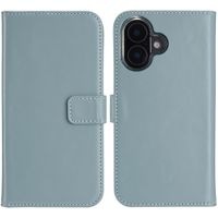 Selencia Echt Lederen Bookcase Apple iPhone 16 - Air Blue
