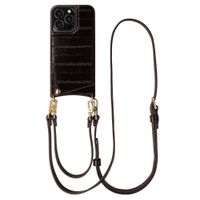 Selencia Nova Real Leather Backcover met Koord en Pashouder Apple iPhone 13 Pro - Dark Chocolate