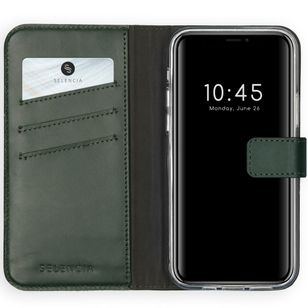 Selencia Echt Leren Bookcase Apple iPhone 12 (Pro) - Groen