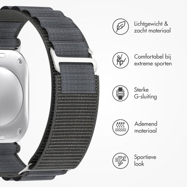 Accezz Nylon Alpine bandje Apple Watch | 44/45/46/49 mm - Dark Grey