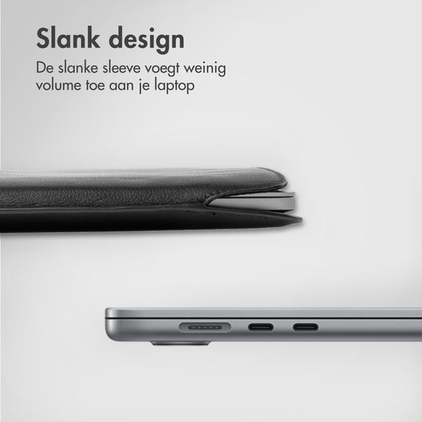 Accezz Leather Laptop hoes Apple MacBook 16 inch - Laptopsleeve - Zwart
