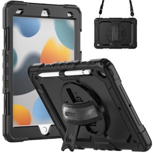 Accezz Rugged Backcover met schouderstrap iPad 9 (2021) 10.2 inch / iPad 8 (2020) 10.2 inch / iPad 7 (2019) 10.2 inch - Zwart