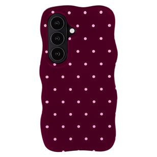 Selencia Vivid Wavy Backcover met MagSafe Samsung Galaxy S26 - Happy Dots Burgundy