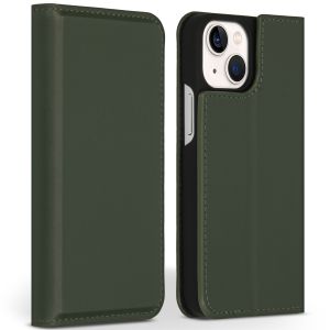 Accezz Premium Leather Slim Bookcase iPhone 13 Mini - Groen