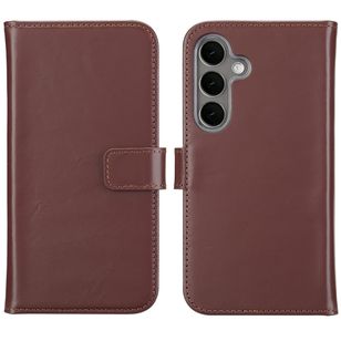 Selencia Echt Leren Bookcase Samsung Galaxy S25 - Donkerbruin