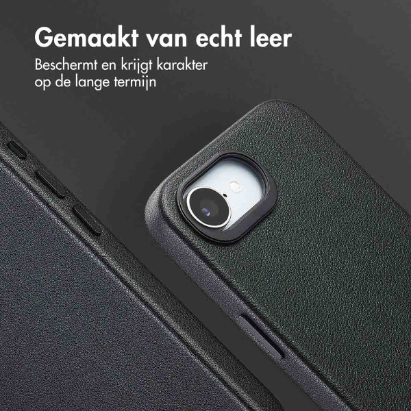 Accezz Echt leren hoesje + MagSafe Wallet Apple iPhone 17e / 16e - Onyx Black