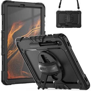 Accezz Rugged Backcover met schouderstrap Samsung Galaxy Tab S8 Plus / S7 Plus / S7 FE - Zwart