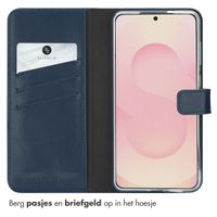 Selencia Echt Lederen Bookcase Samsung Galaxy S25 Edge - Donkerblauw