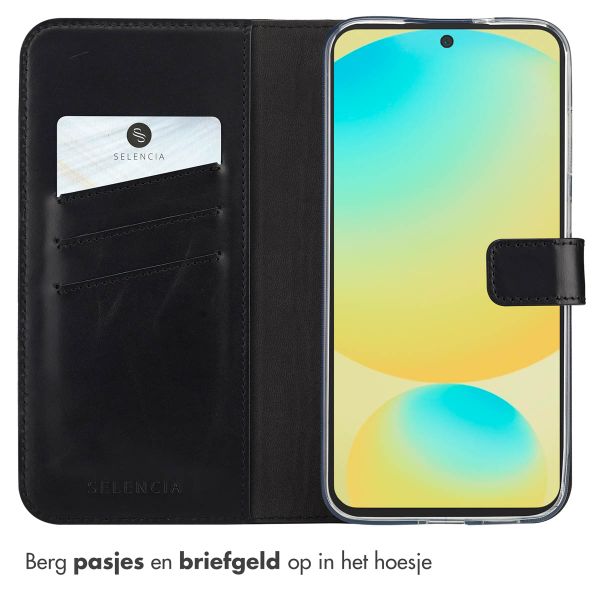 Selencia Echt Leren Bookcase Samsung Galaxy S25 FE - Zwart