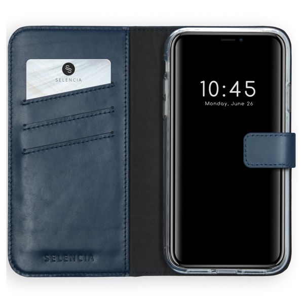 Selencia Echt Leren Bookcase iPhone Xr - Blauw