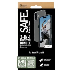 SAFE by PanzerGlass 2- in-1 pack - TPU Clear Case + Ultra-Wide Fit Screenprotector iPhone 16